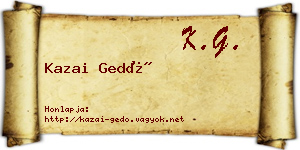 Kazai Gedő névjegykártya